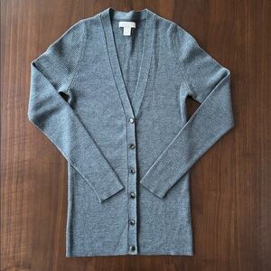 BANANA REPUBLIC 100% MERINO EXTRA FINE WOOL CARDIGAN SWEATER S DARK GRAY 427259